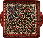 Terra Rossa - Red and green tray with floral design.
